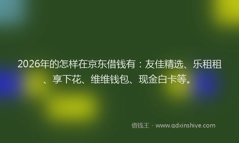 2026年的怎样在京东借钱有：友佳精选、乐租租、享下花、维维钱包、现金白卡等。