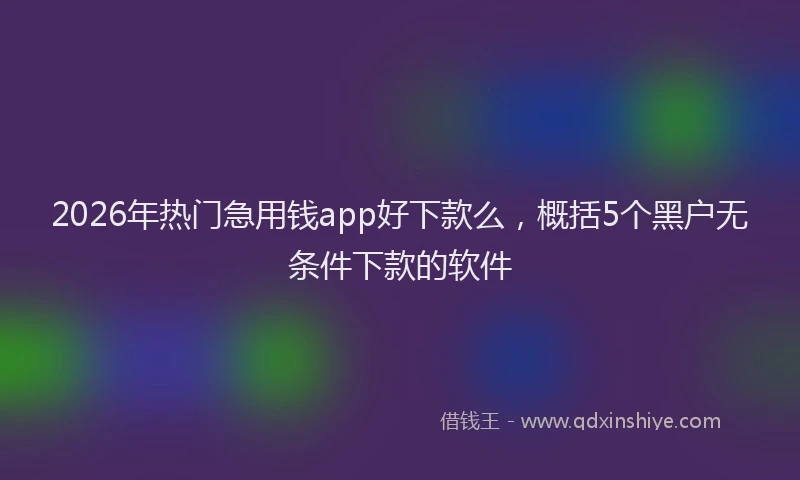 2026年热门急用钱app好下款么，概括5个黑户无条件下款的软件