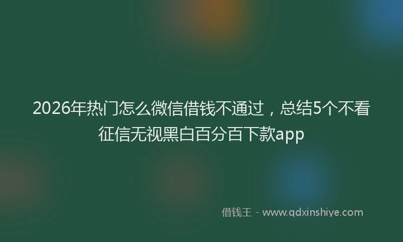 2026年热门怎么微信借钱不通过，总结5个不看征信无视黑白百分百下款app