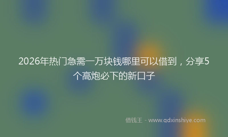 2026年热门急需一万块钱哪里可以借到，分享5个高炮必下的新口子