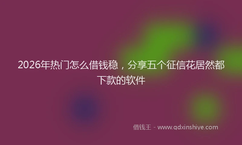 2026年热门怎么借钱稳，分享五个征信花居然都下款的软件