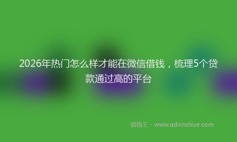 2026年热门怎么样才能在微信借钱,梳理5个贷款通过高的平台