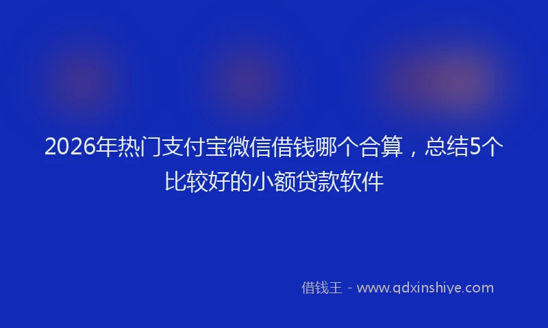2026年热门支付宝微信借钱哪个合算，总结5个比较好的小额贷款软件