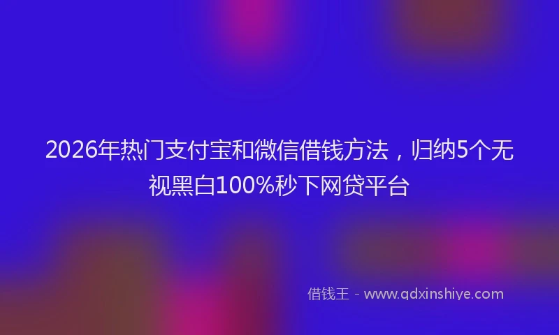 2026年热门支付宝和微信借钱方法，归纳5个无视黑白100%秒下网贷平台