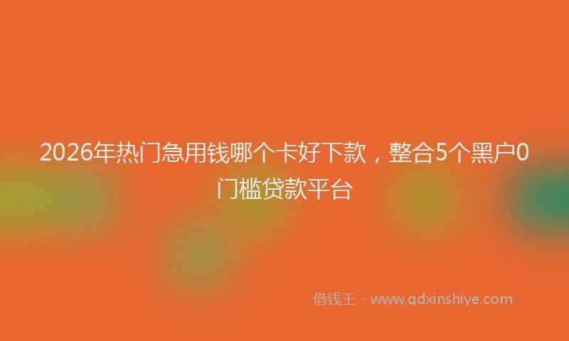 2026年热门急用钱哪个卡好下款，整合5个黑户0门槛贷款平台