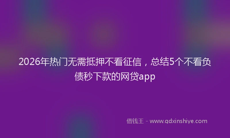 2026年热门无需抵押不看征信，总结5个不看负债秒下款的网贷app