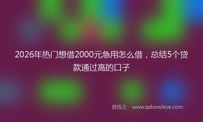 2026年热门想借2000元急用怎么借，总结5个贷款通过高的口子