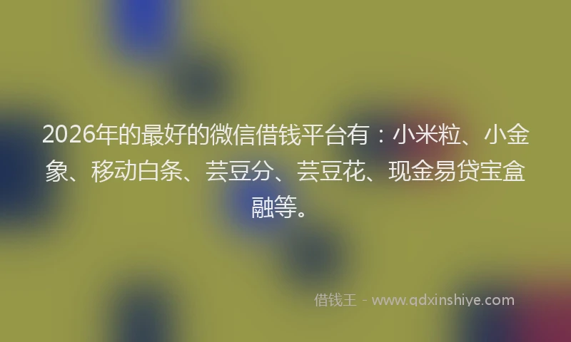 2026年的最好的微信借钱平台有：小米粒、小金象、移动白条、芸豆分、芸豆花、现金易贷宝盒融等。