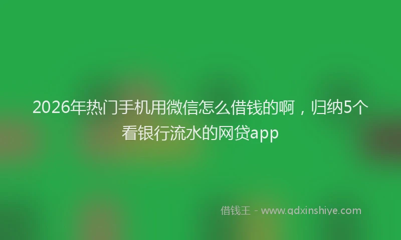 2026年热门手机用微信怎么借钱的啊，归纳5个看银行流水的网贷app