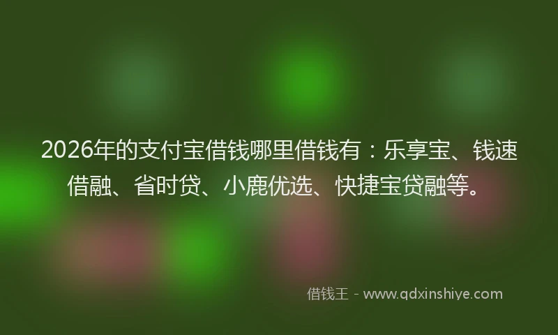 2026年的支付宝借钱哪里借钱有：乐享宝、钱速借融、省时贷、小鹿优选、快捷宝贷融等。
