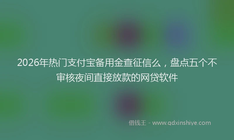 2026年热门支付宝备用金查征信么，盘点五个不审核夜间直接放款的网贷软件