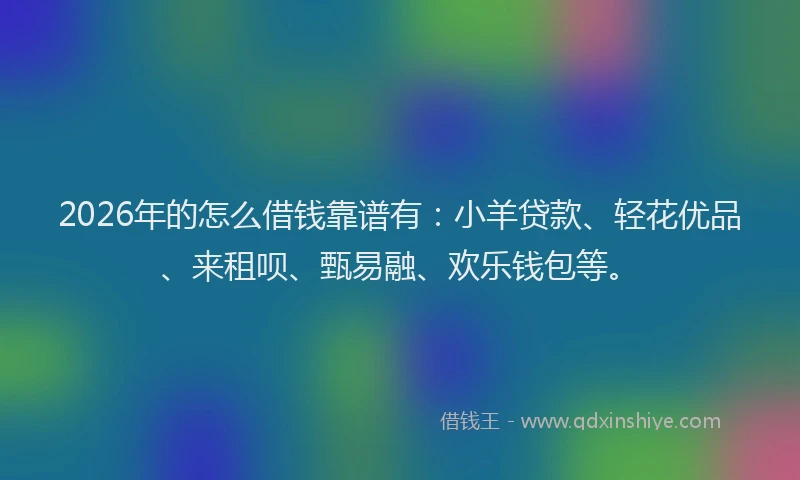 2026年的怎么借钱靠谱有：小羊贷款、轻花优品、来租呗、甄易融、欢乐钱包等。