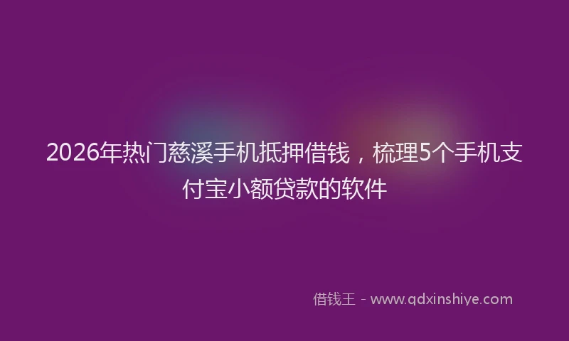 2026年热门慈溪手机抵押借钱，梳理5个手机支付宝小额贷款的软件