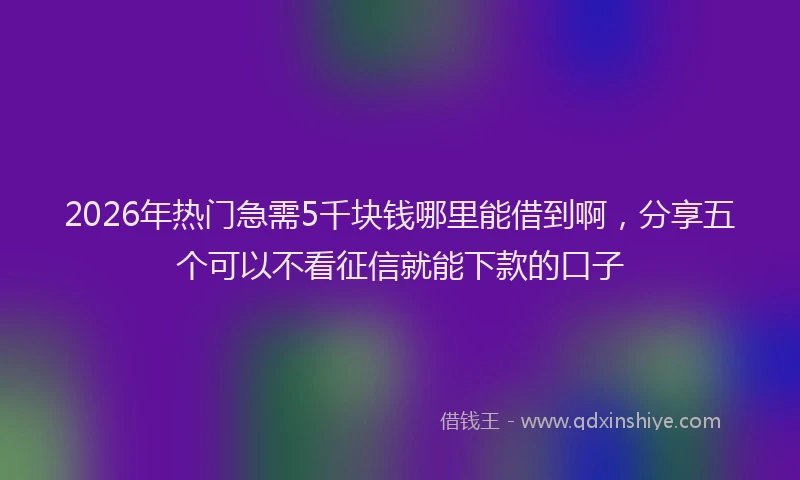 2026年热门急需5千块钱哪里能借到啊，分享五个可以不看征信就能下款的口子