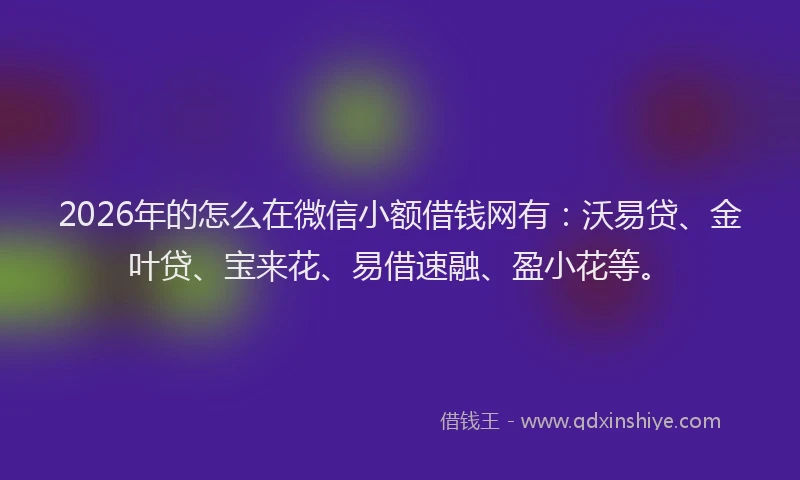 2026年的怎么在微信小额借钱网有：沃易贷、金叶贷、宝来花、易借速融、盈小花等。