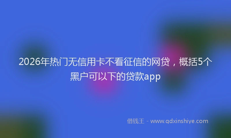 2026年热门无信用卡不看征信的网贷，概括5个黑户可以下的贷款app