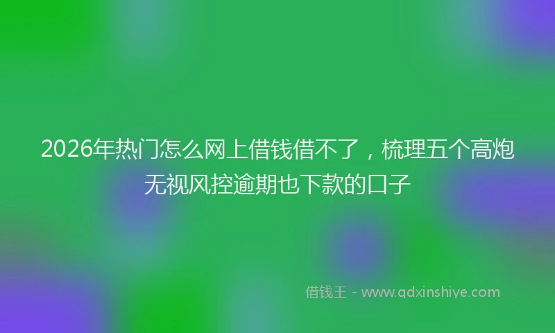2026年热门怎么网上借钱借不了，梳理五个高炮无视风控逾期也下款的口子