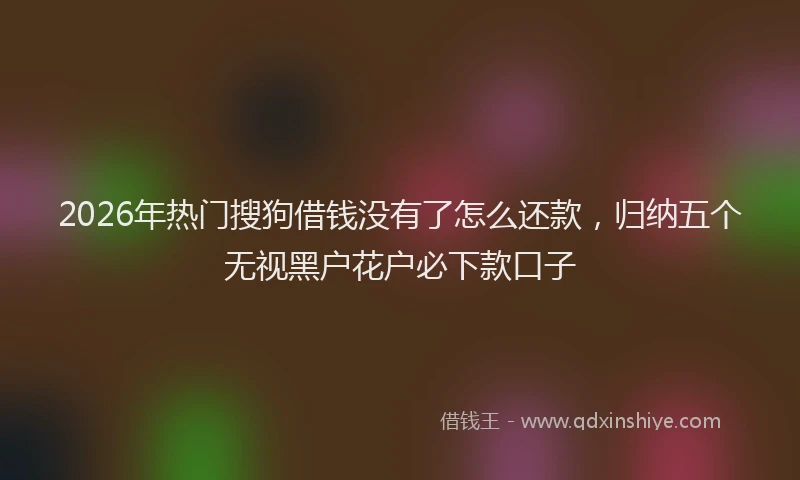 2026年热门搜狗借钱没有了怎么还款，归纳五个无视黑户花户必下款口子