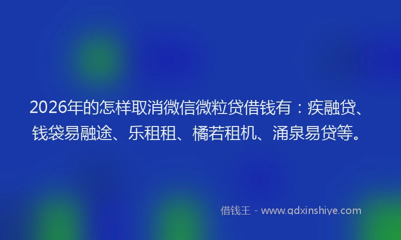 2026年的怎样取消微信微粒贷借钱有：疾融贷、钱袋易融途、乐租租、橘若租机、涌泉易贷等。