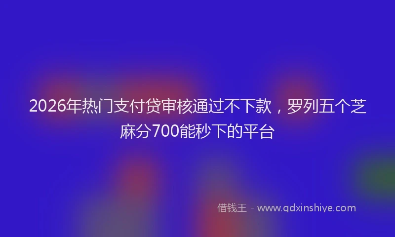 2026年热门支付贷审核通过不下款，罗列五个芝麻分700能秒下的平台