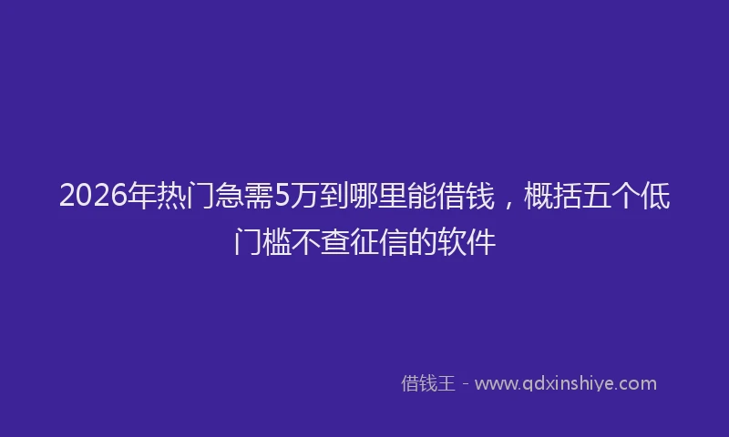 2026年热门急需5万到哪里能借钱，概括五个低门槛不查征信的软件