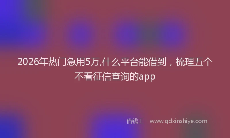 2026年热门急用5万,什么平台能借到，梳理五个不看征信查询的app