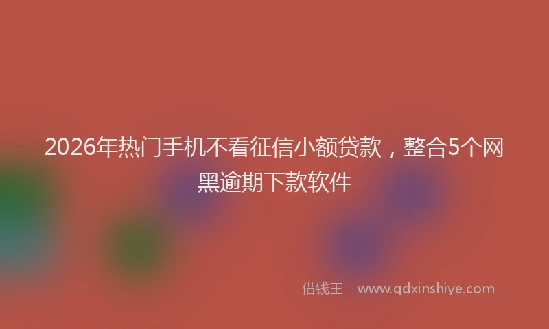 2026年热门手机不看征信小额贷款，整合5个网黑逾期下款软件