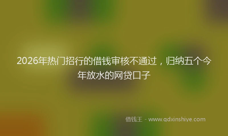 2026年热门招行的借钱审核不通过，归纳五个今年放水的网贷口子