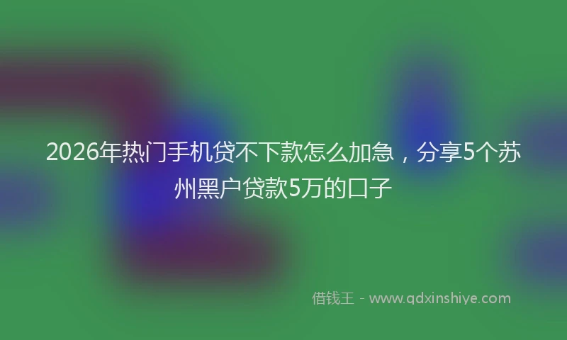 2026年热门手机贷不下款怎么加急，分享5个苏州黑户贷款5万的口子