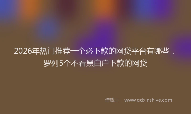 2026年热门推荐一个必下款的网贷平台有哪些，罗列5个不看黑白户下款的网贷