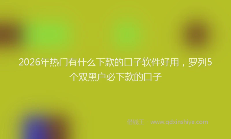 2026年热门有什么下款的口子软件好用，罗列5个双黑户必下款的口子