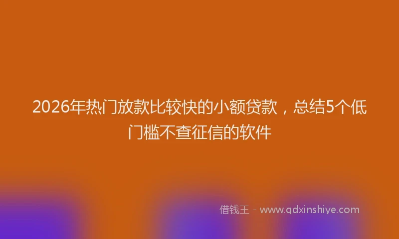 2026年热门放款比较快的小额贷款，总结5个低门槛不查征信的软件