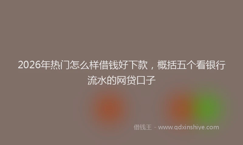 2026年热门怎么样借钱好下款，概括五个看银行流水的网贷口子