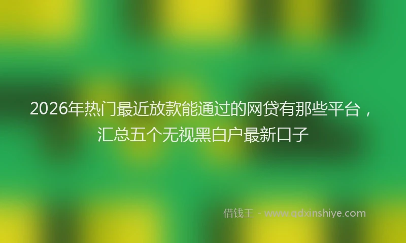 2026年热门最近放款能通过的网贷有那些平台，汇总五个无视黑白户最新口子