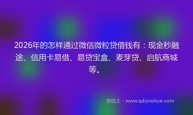 2026年的怎样通过微信微粒贷借钱有：现金秒融途、信用卡易借、易贷宝盒、麦芽贷、启航商城等。