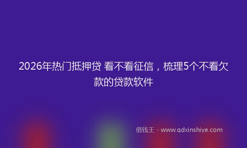 2026年热门抵押贷 看不看征信，梳理5个不看欠款的贷款软件