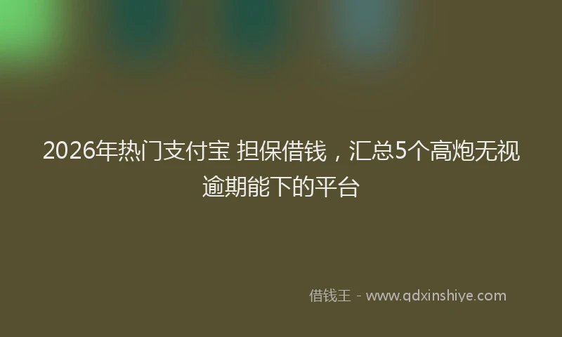 2026年热门支付宝 担保借钱，汇总5个高炮无视逾期能下的平台