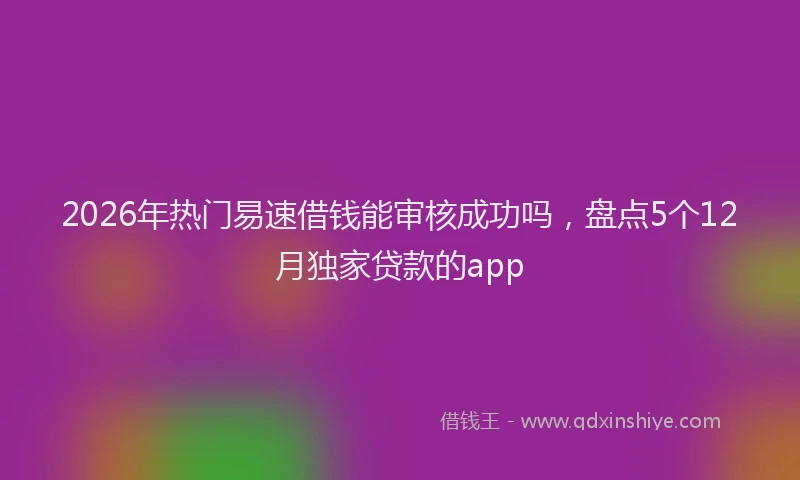 2026年热门易速借钱能审核成功吗，盘点5个12月独家贷款的app
