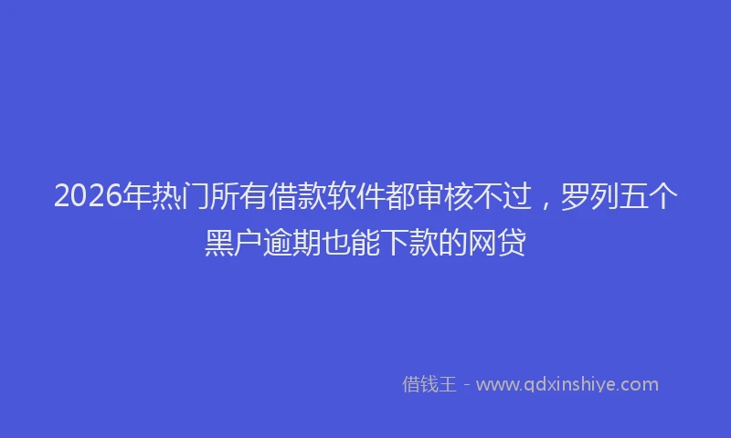 2026年热门所有借款软件都审核不过，罗列五个黑户逾期也能下款的网贷