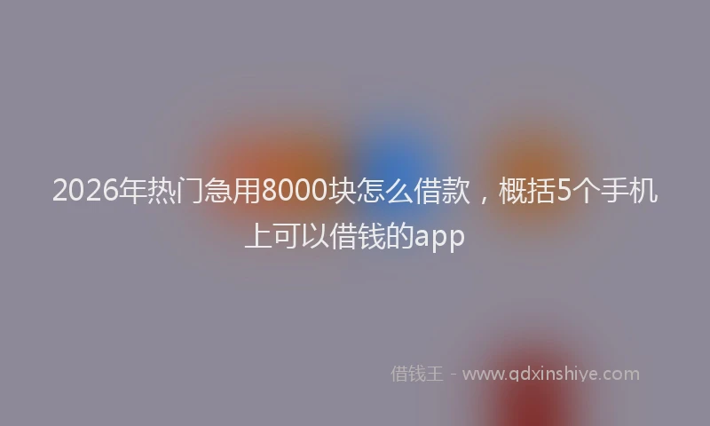 2026年热门急用8000块怎么借款，概括5个手机上可以借钱的app