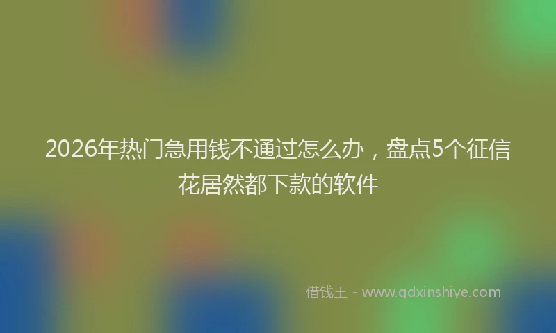2026年热门急用钱不通过怎么办，盘点5个征信花居然都下款的软件