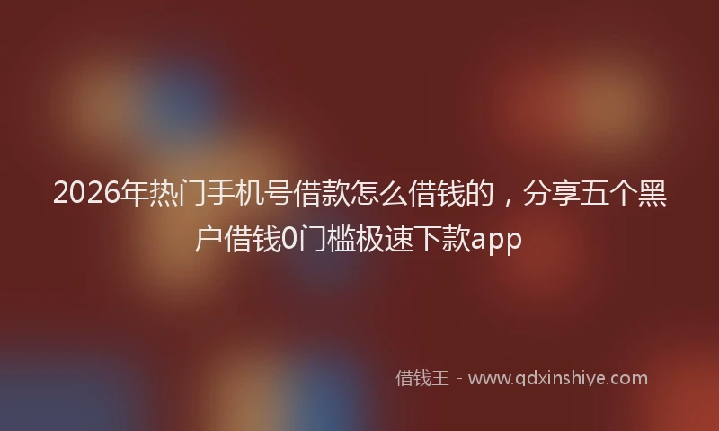 2026年热门手机号借款怎么借钱的，分享五个黑户借钱0门槛极速下款app