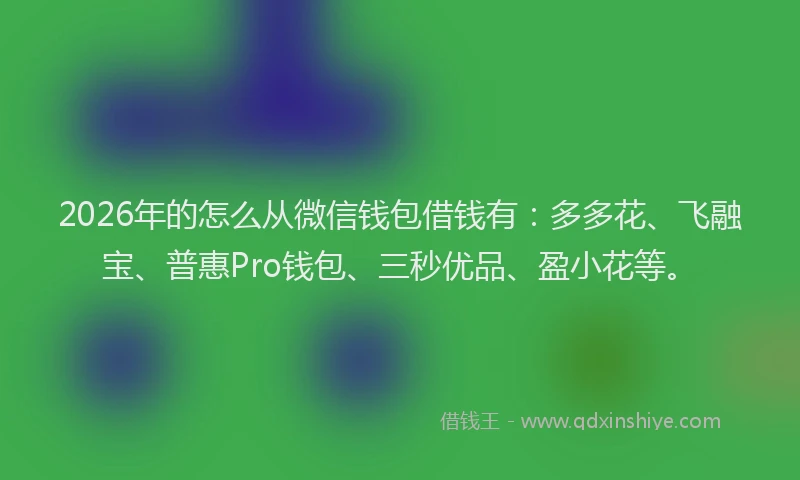 2026年的怎么从微信钱包借钱有:多多花、飞融宝、普惠Pro钱包、三秒优品、盈小花等。