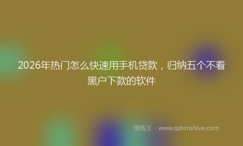 2026年热门怎么快速用手机贷款，归纳五个不看黑户下款的软件