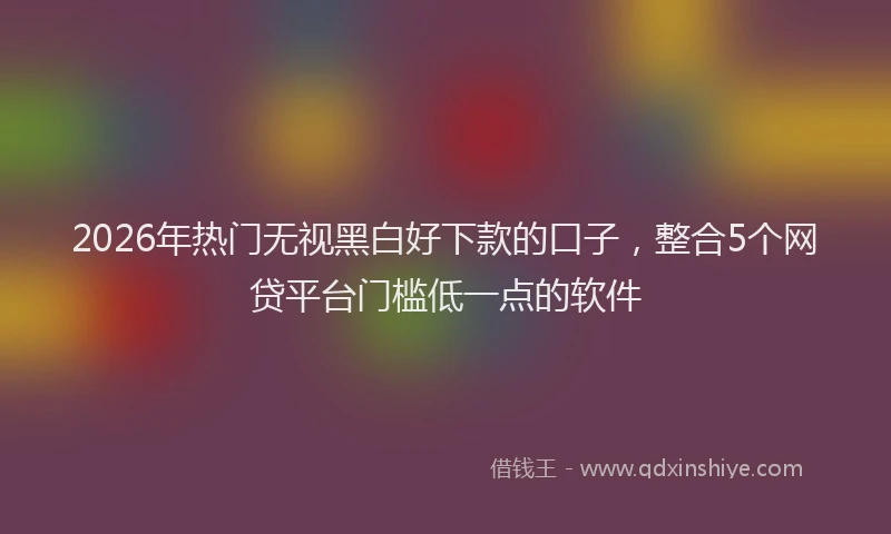 2026年热门无视黑白好下款的口子，整合5个网贷平台门槛低一点的软件