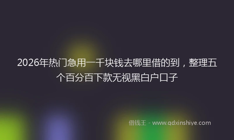 2026年热门急用一千块钱去哪里借的到，整理五个百分百下款无视黑白户口子