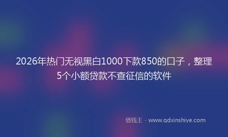 2026年热门无视黑白1000下款850的口子，整理5个小额贷款不查征信的软件
