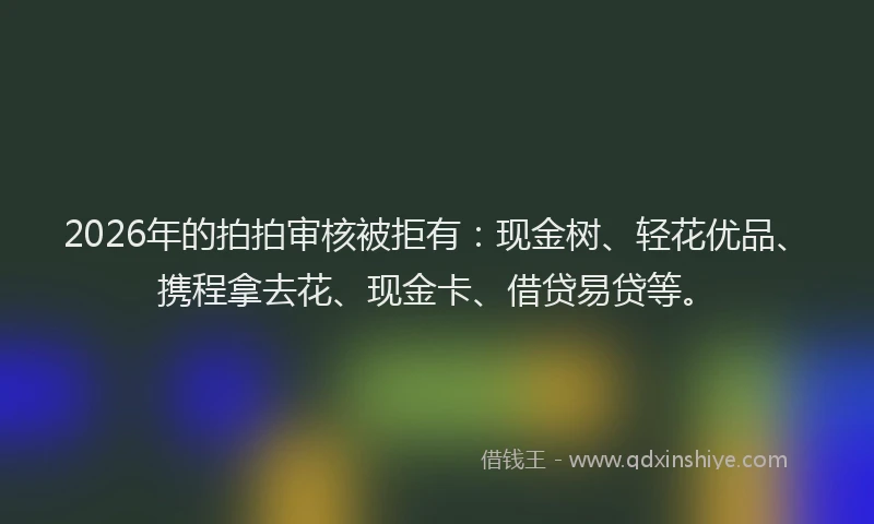 2026年的拍拍审核被拒有：现金树、轻花优品、携程拿去花、现金卡、借贷易贷等。