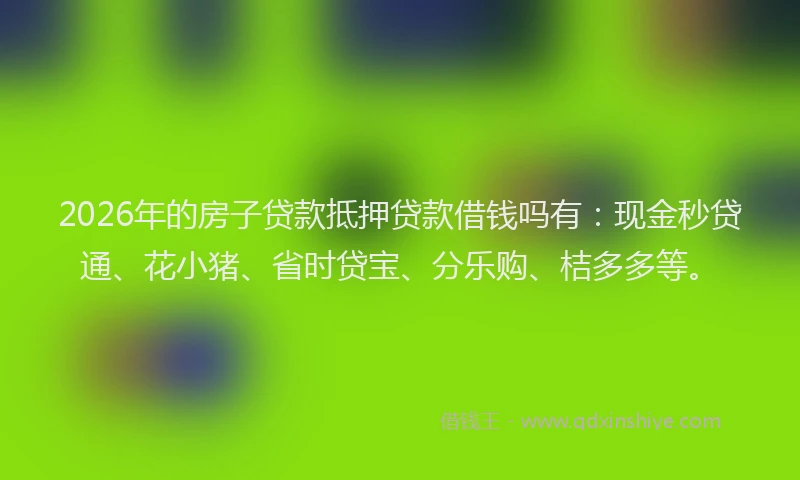 2026年的房子贷款抵押贷款借钱吗有：现金秒贷通、花小猪、省时贷宝、分乐购、桔多多等。