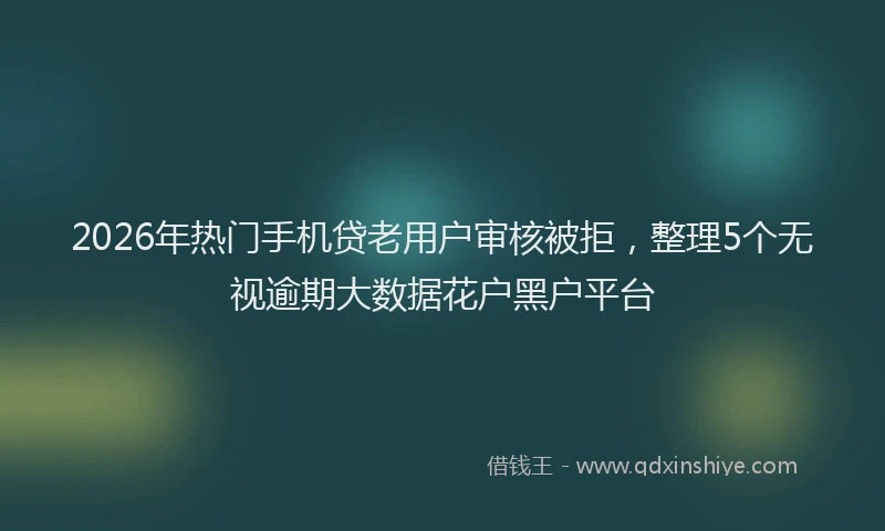 2026年热门手机贷老用户审核被拒，整理5个无视逾期大数据花户黑户平台
